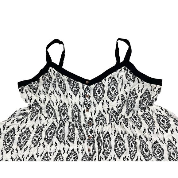 Torrid Midi Slub Button Front Sundress Geo White V-Neck Pockets Plus Size 5X - Picture 4 of 7